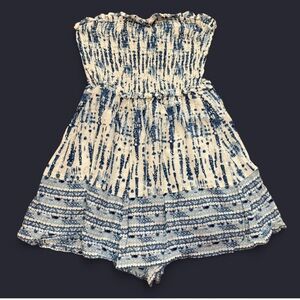 Jessica Simpson Blue & White Printed Romper Dress
